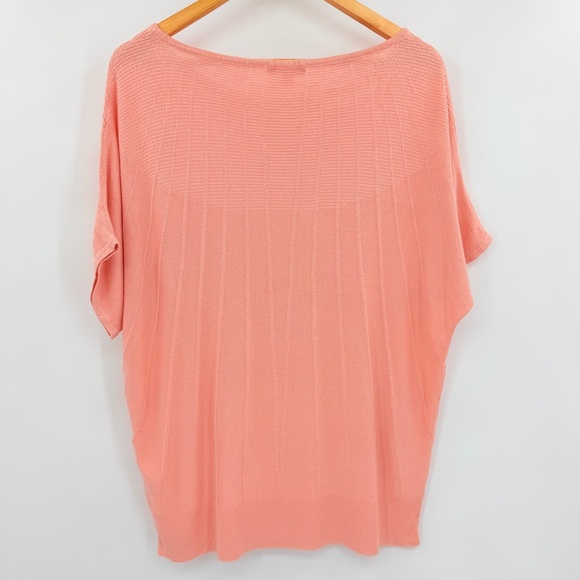 New York & Co Y2K Women's Bright Spring Coral Knit Top Dolman Sleeve 90s Size XL - Picture 2 of 4